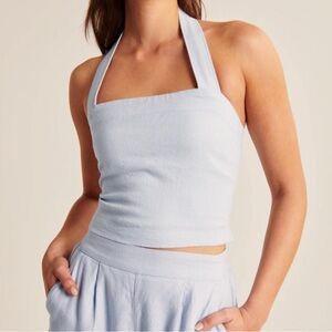 Abercrombie & Fitch Linen Halter Crop Top